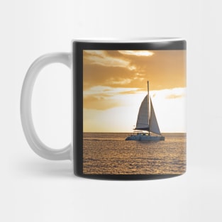 Sailboat sailing off of Anse Chastanet at Sunset Saint Lucia Caribbean Mug